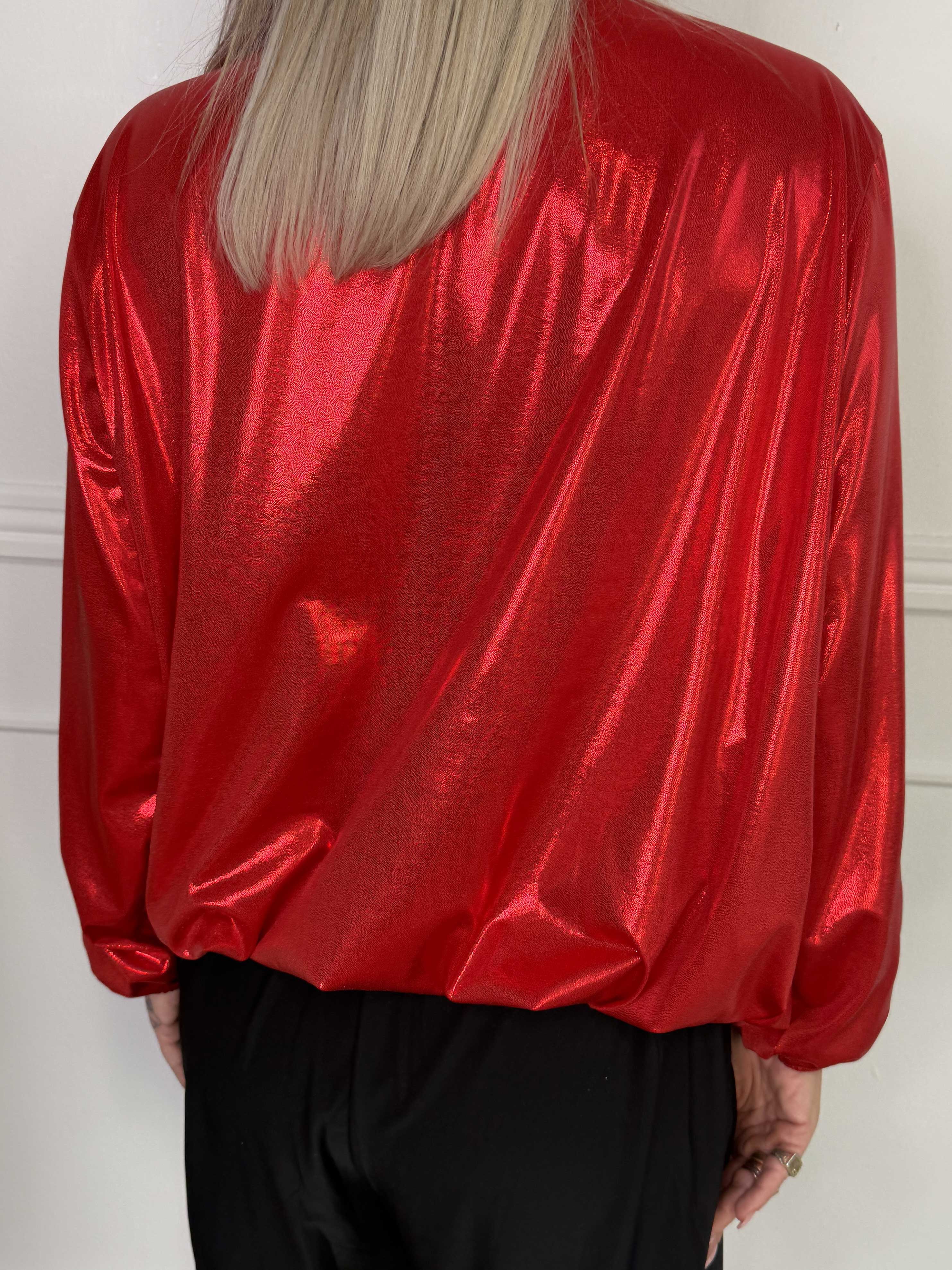 Rakel Shiny - Langærmet bluse i skinnende stof